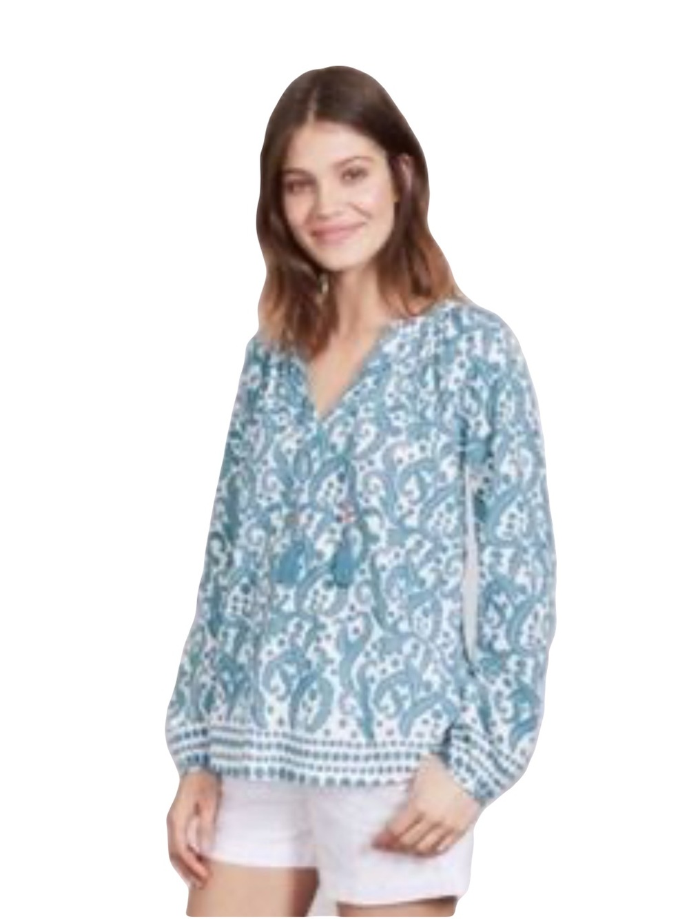 Boden fair isle v neck tunic top summer cotton top 6